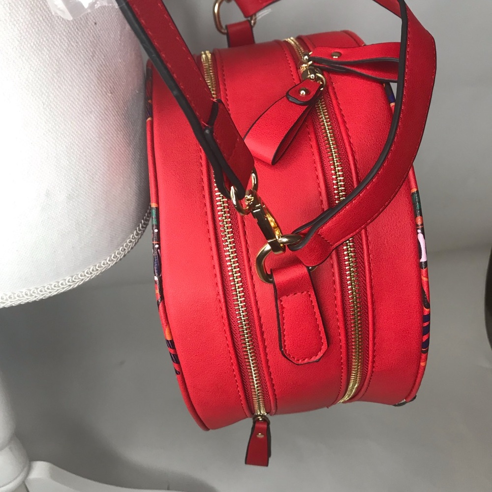 Red Dashiki - Satchel or Crossbody Vegan Leather - Picture 7 of 8